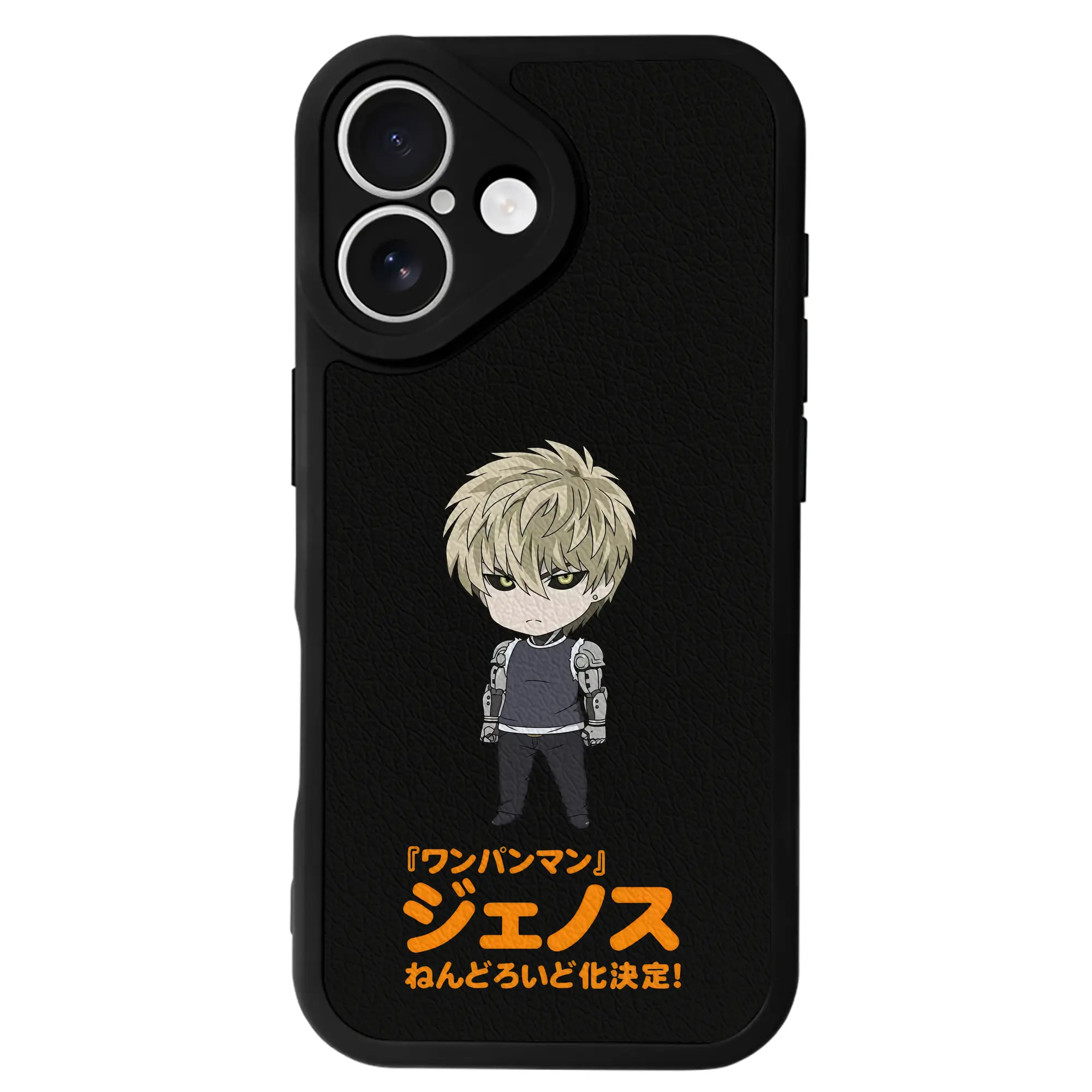 ワンパンマン グッズ ジェノス - IPhone 16シリーズ対応 ・ シリコンスマホケース ・ レザー調 ・ 高精度フィット ・ 耐衝撃 ・ ワイヤレス充電対応 ・ 精密カット